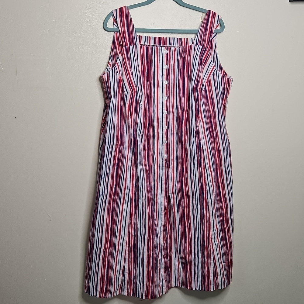 Vintage Handmade Dress Striped Button Front XL